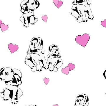 Animal seamless pattern. Elephant and heart. Stock Illustration