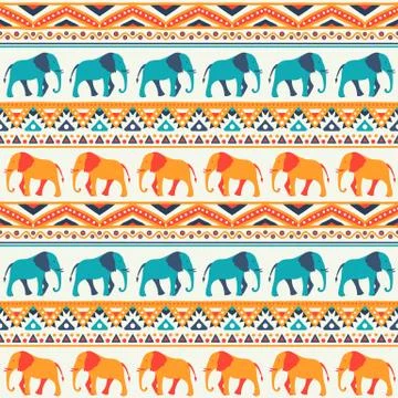 Animal seamless pattern of elephant Stock Illustration