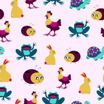 Animal seamless pattern. Graphic design for children. Stockillustratie