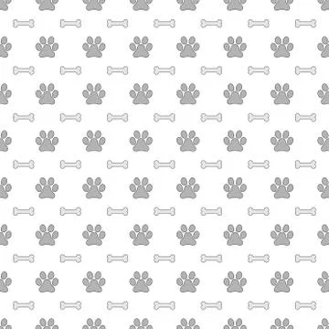 Animal seamless pattern isolated on white background. Dog paw and bone symbol 스톡 일러스트
