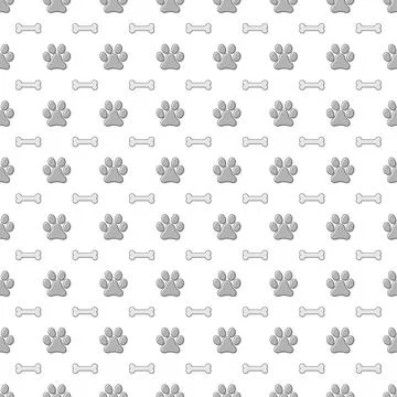 Animal seamless pattern isolated on white background. Dog paw and bone symbol 스톡 일러스트