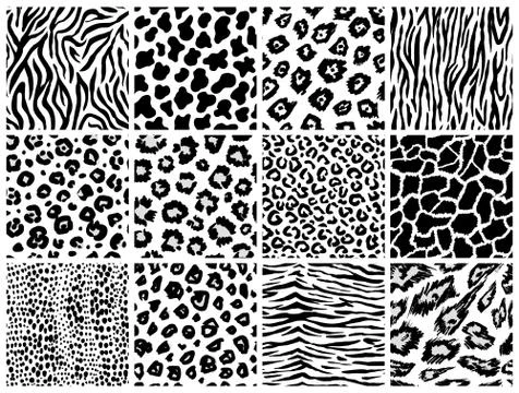 Animal seamless pattern set. Mammals Fur. Collection of print skins. Predators Stock Illustration