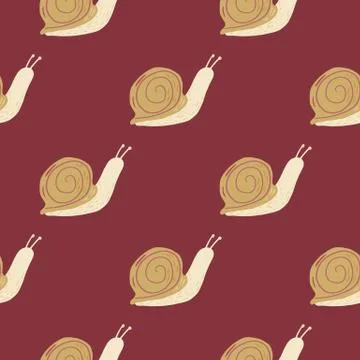 Animal seamless pattern with snails simple silhouettes. Doodle spiral shapes  Stock Illustration