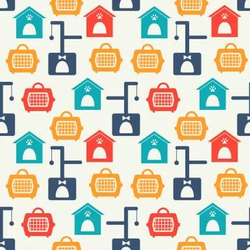 Animal seamless vector pattern of cat silhouettes Stock Illustration