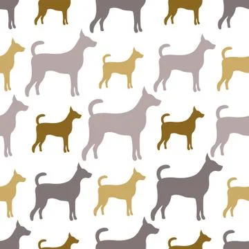 Animal seamless vector pattern of dog silhouettes Illustrazione stock