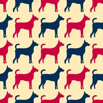 Animal seamless vector pattern of dog silhouettes Stock Illustration