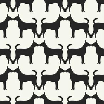 Animal seamless vector pattern of dog silhouettes Stock Illustration