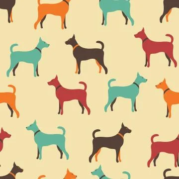 Animal seamless vector pattern of dog silhouettes Illustrazione stock