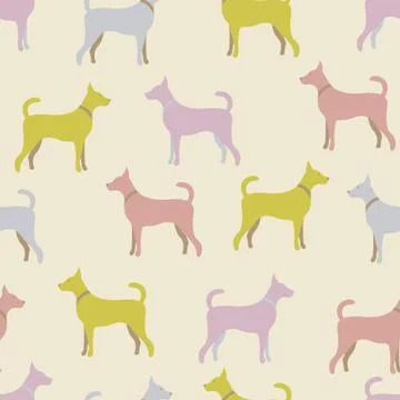 Animal seamless vector pattern of dog silhouettes Stock Illustration