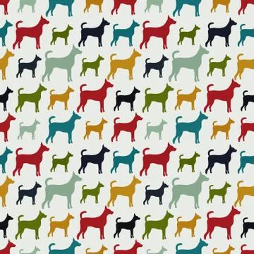 Animal seamless vector pattern of dog silhouettes Illustrazione stock