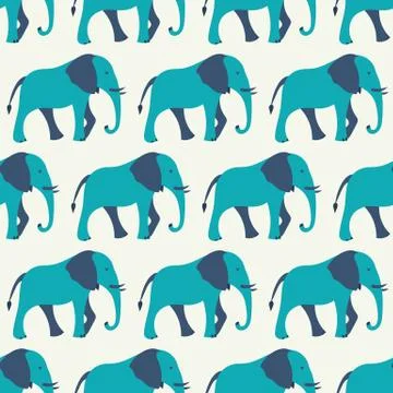 Animal seamless vector pattern of elephant Stock Illustration