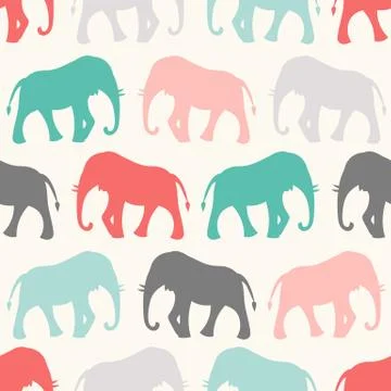 Animal seamless vector pattern of elephant Stock Illustration