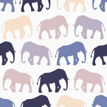 Animal seamless vector pattern of elephant Stock Illustration