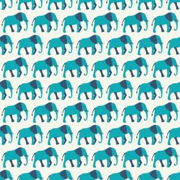 Animal seamless vector pattern of elephant Stock Illustration