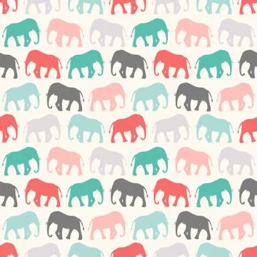Animal seamless vector pattern of elephant Stock Illustration