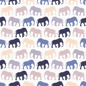 Animal seamless vector pattern of elephant Stock Illustration