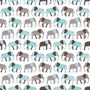 Animal seamless vector pattern of elephant Stock Illustration