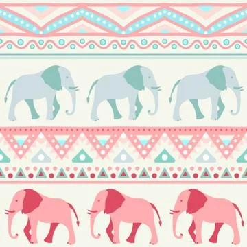 Animal seamless vector pattern of elephant Illustrazione stock