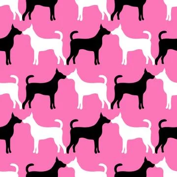 Animal seamless vector pattern of love dog silhouettes イラスト素材