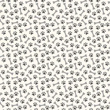 Animal seamless vector pattern of paw footprint and bone Illustrazione stock