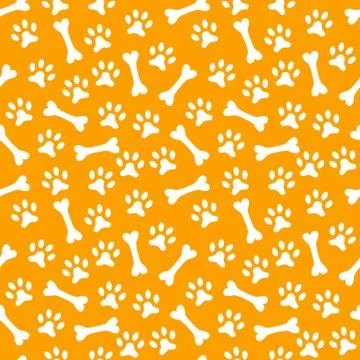 Animal seamless vector pattern of paw footprint and bone 스톡 일러스트