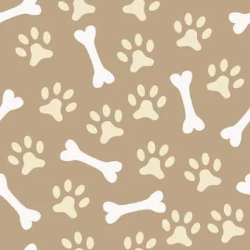 Animal seamless vector pattern of paw footprint and bone Illustrazione stock