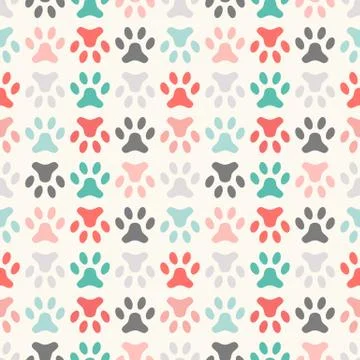 Animal seamless vector pattern of paw footprint 스톡 일러스트
