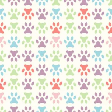 Animal seamless vector pattern of paw footprint. Endless texture Illustrazione stock