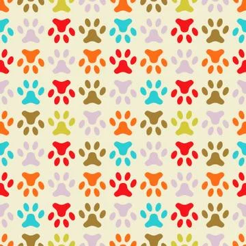 Animal seamless vector pattern of paw footprint. Endless texture Stock Illustration