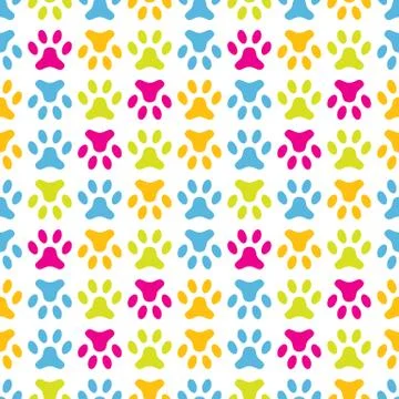 Animal seamless vector pattern of paw footprint. Endless texture Stock Illustration