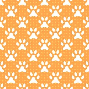 Animal seamless vector pattern of paw footprint and dot イラスト素材