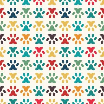 Animal seamless vector pattern of paw footprint. Endless texture 스톡 일러스트