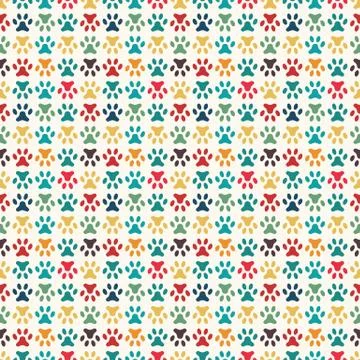 Animal seamless vector pattern of paw footprint. Endless texture 스톡 일러스트