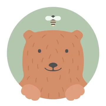 Animal set. Portrait in flat graphics - Bear Stock Illustration