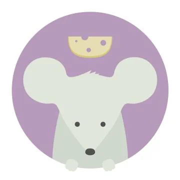 Animal set. Portrait in flat graphics - Mouse Stock Illustration