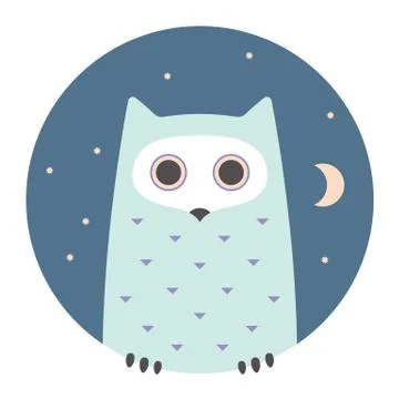 Animal set. Portrait in flat graphics - Owl Stock Illustration