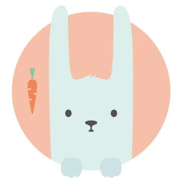 Animal set. Portrait in flat graphics - Hare Rabbit Stock Illustration