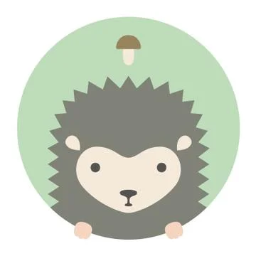 Animal set. Portrait in flat graphics - Hedgehog Stock Illustration