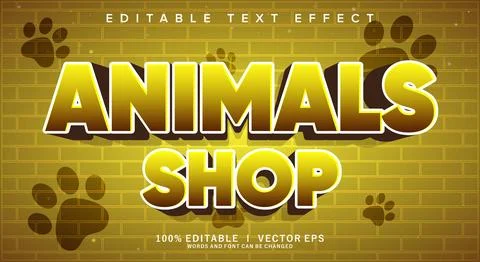 Animal shop vector text effect with modern style design Stock Illustration