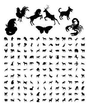 Animal Silhouettes Bundle Stock Illustration