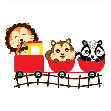 Animal Sitting In Train 스톡 일러스트
