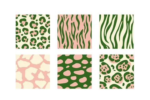 Animal skin abstract patterns. Vector set. Stock Illustration