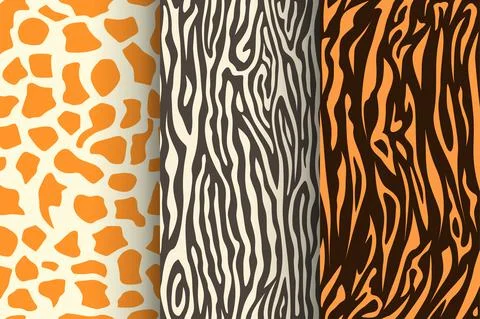 Animal skin seamless patterns in set Stock Illustration