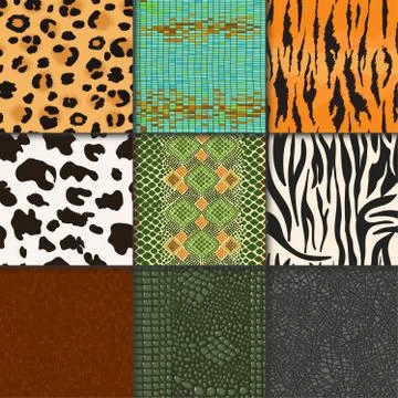Animal skins vector pattern seamless animalistic skinny textured backdrop of 스톡 일러스트