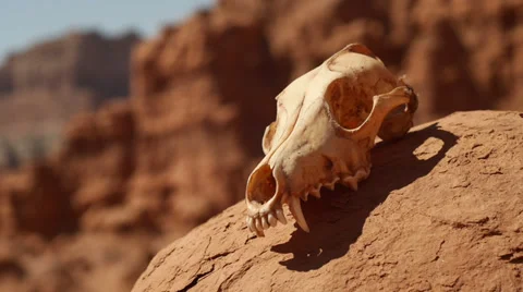 Animal Skull at Goblin Valley State Park Utah Locked Close Up Stock Footage 37592953