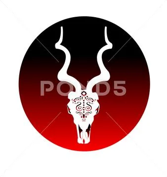 Animal skull wih horns, horror background ~ Clip Art #95063639