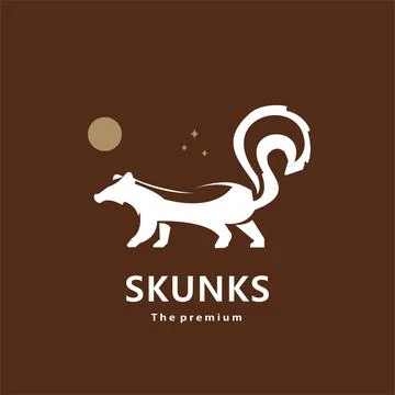 Animal skunks natural logo vector icon silhouette retro hipster Stock Illustration
