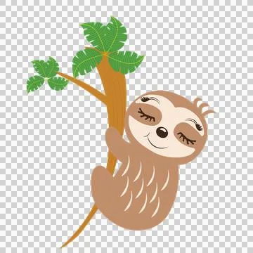 Animal Small Creature Hanging From A Tree branch leaves Stock Illustration