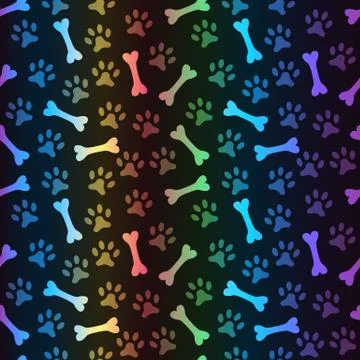 Animal spectrum seamless vector pattern of paw footprint Illustrazione stock