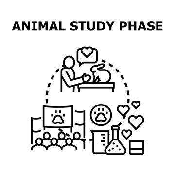 Animal study phase researching humane treatment concept Stock Illustration